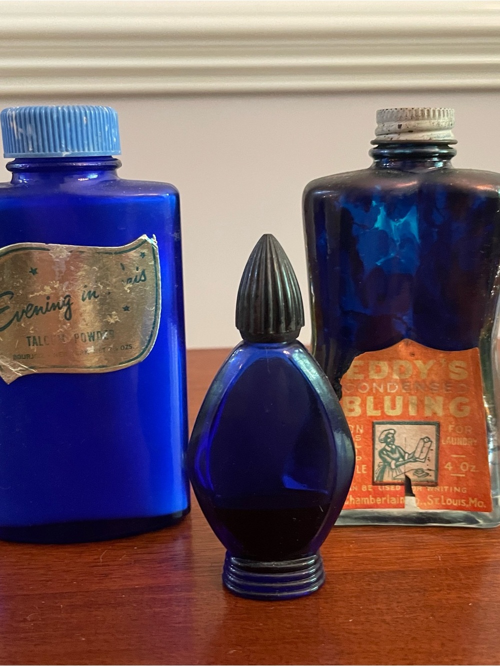 Vintage products in Cobalt Blue Decorative Glass Bottles